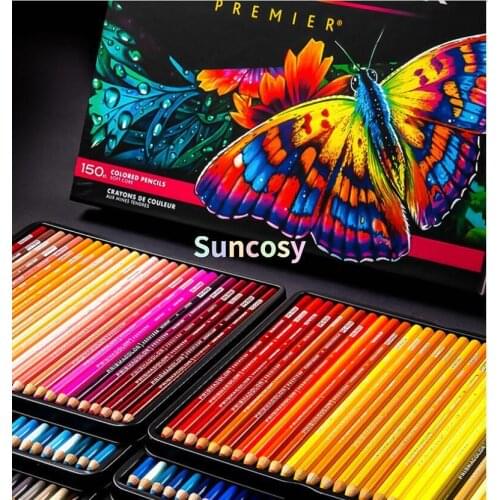 Prismacolor sanford 12/24/36/48/72/132/150 colours artist premier quality wooden oil color pencil set with metal box packaging