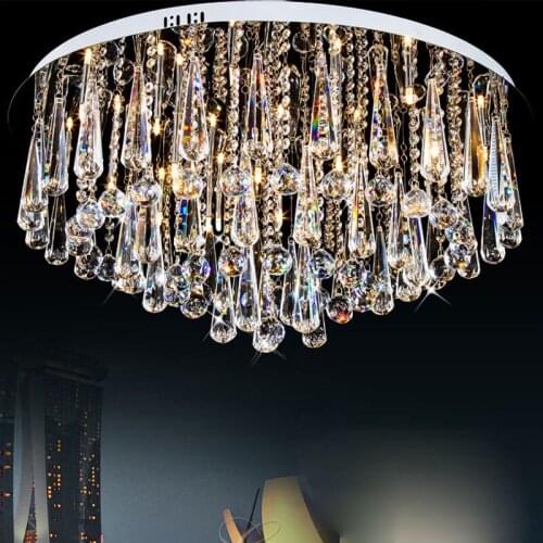 Simple modern LED round warm living room hall K9 microphone crystal lamp atmospheric luxury headlamps ceiling lamps lighting