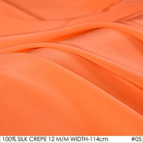 SILK CREPE DE CHINE 114cm width 12momme/100% Natural Mulberry Silk Fabric DIY Matt Color Women Evening Dress Reddish Orange NO05