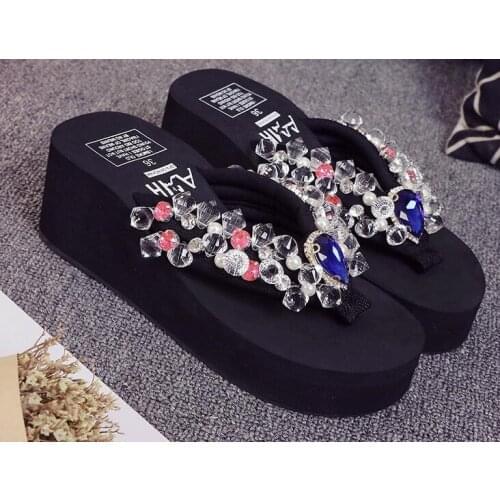 Big Rhinestone Women Slippers Flip Flops Summer Women Crystal Diamond Bling Beach Slides platform Sandals Casual Shoes Slipper