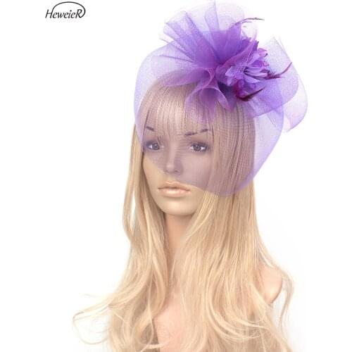 8 Colors 2019 Fashion Women Fascinator Hats Mesh Flower Cocktail Hair Clip Ladies Women Headwear Accessories Party Hairpins