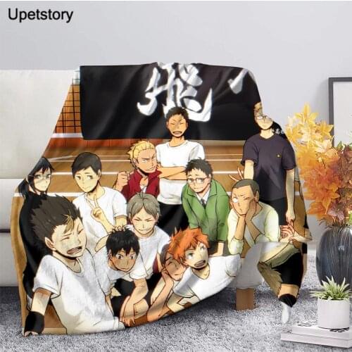 Upetstory Stylish Anime Printing Haikyuu Designer Blanket Soft Throw Bedding Cover for Sofa and Bedroom Luxury Home Textile