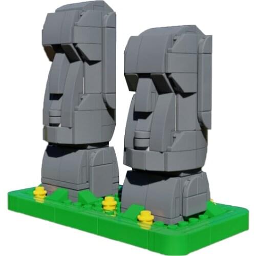 MOC Easter Island Statue Building Blocks Portrait Stone World Famous Architectural Model Decoration Decoration Creative Toy Gift