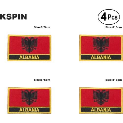 Albania Rectangular Shape Flag Iron on Saw on Patches Embroidered Flag Patches National Flag Patches for Clothing DIY Decoration