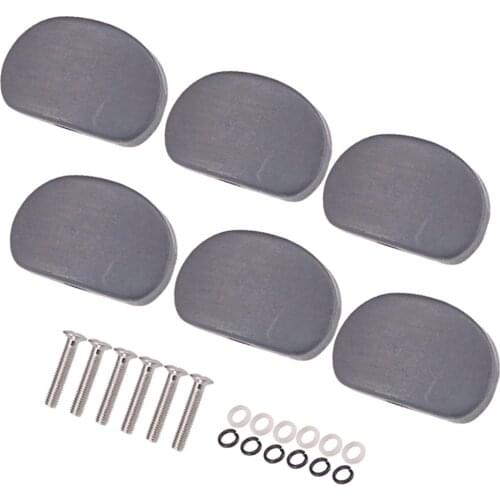 Universal Guitars Ebony Tuning Peg Machine Head Buttons Semicircle Knobs Replacements, Pack of 6