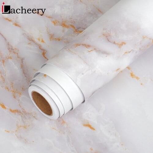 Waterproof Marble Wallpapers Self Adhesive Removable Film Kitchen Stove Cabinet Home Decals Decor Supplies Wall Stickers Mural