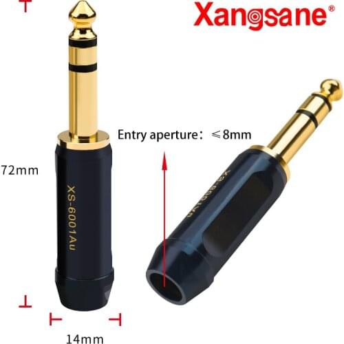 Xangsane XS-6001Au 2pcs 4pcs pure copper gold-plated 6.35mm 6.5mm dual-channel microphone audio pair recording cable plug