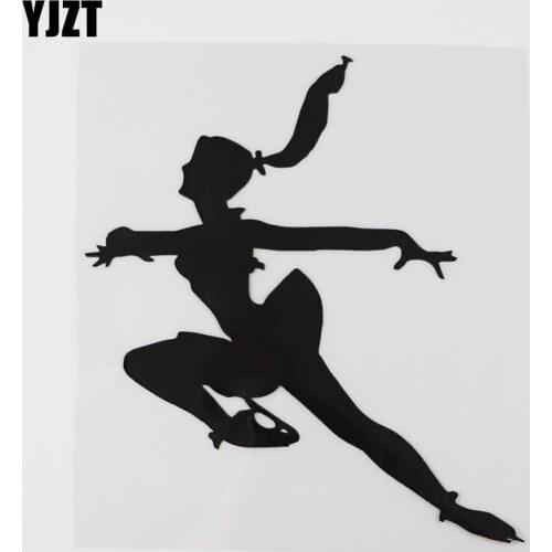 YJZT 14.1CMX15.8CM Sexy Girl Ice Figure Skater Decal Vinyl Car Sticker Black/Silver 8A-1105