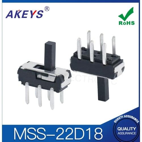 20PCS MSS-22D18 MINI slide switch 2P2T DIP 6 pin 2 position mini toggle switches micro slide switches black