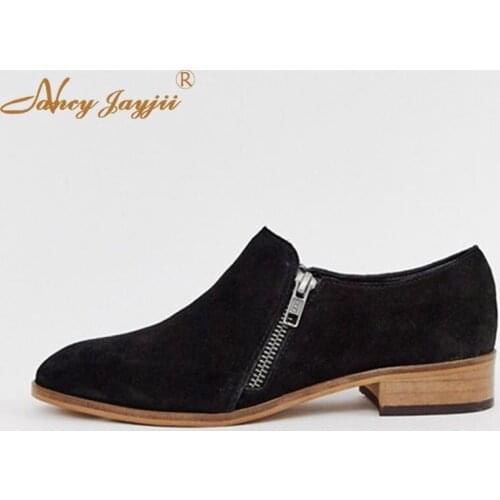 Female Pumps Ladies Adult Shoes Low Square heels Round Toe Zipper Spring/Autumn Mature Nancyjayjii Mature Elegant Fashion 2019