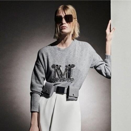 Women Sweater 2021 Dazzling Beaded Sequin Wool Sweater Blouse