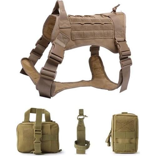 New Tactical Service Dog Vest K9 Working Cannie Hunting Molle Vest With Sling Pouches Bag And Water Bottle Carrier Bag
