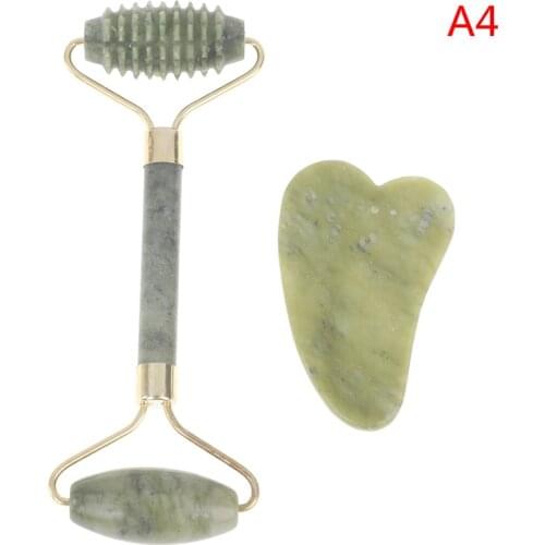 2PCS Jade Roller Gua Sha Scraper Face Lift Slimming Anti-Aging Wrinkles Massage Tool Skincare Body Guasha Detox Facial Massager