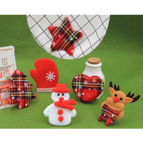 20Pcs/lot Plush Christmas Red Series Patches Cartoon Christmas Tree/Glove/Snowman Appliques DIY Handmade Headwear Accessories