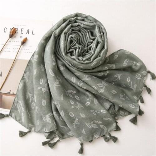 2020 Newest Women Floral Printed Pattern Cotton Scarf Tassel 10pcs/lot