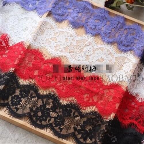 3Meters Factory Hot Sale Lace EyelashTrim 4Colors Purple red DIY Clothing Accessories 9cm Wide LB0072