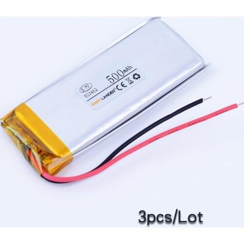 3pcs/Lot 601462 3.7V 500mAh Rechargeable Lithium Li Polymer Li-ion Battery For mp3 mp4 DVR GPS PDA bluetooth Speaker toys 601560