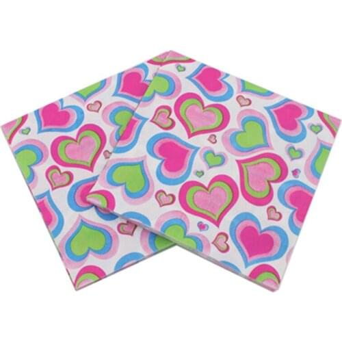 33*33cm 20pc/lot Heart Color Printed Wedding Paper Napkin Love Printed Paper Towel Facial Wedding Birthday Party Decorations