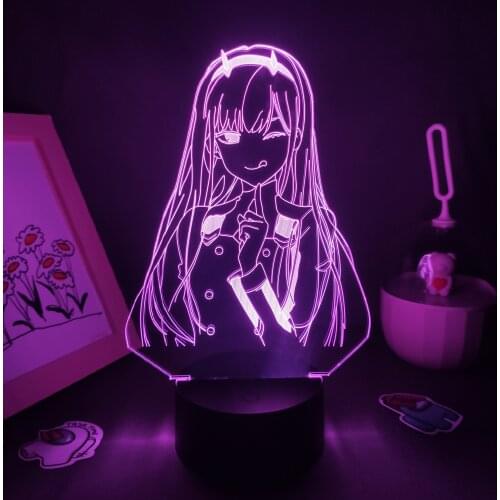 Darling In The Franxx Anime Figure Zero Two 02 3D LED Lamps RGB Night Lights Lovely Gifts For Friends Bedroom Manga Table Decor