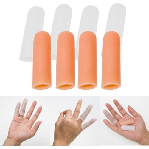 4 Pairs Silicone Thumb Cover Protector Fingertips Sleeves Finger Cots Tubes Caps for Moisturizing, Cracked Fingertips Protector