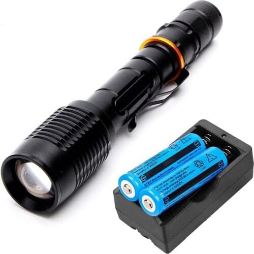5-Mode 1000lm 18650 Flashlight set w/ Charger 2x 18650 Battery T6 LED Flashlight White Light LED Lamp Zooming Flashlight Torch