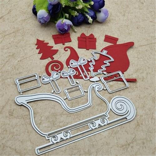 8Pcs Christmas sleigh Metal Cutting Dies For DIY Scrapbooking Album Embossing Paper Cards Decorative Crafts