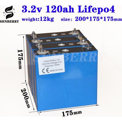 4PCS NEW 3.2V 120Ah lifepo4 battery LFP lithium-solar 4S 12v120ah cells not 100Ah / 200Ah for pack EV Marine RV Golf EU TAX FREE