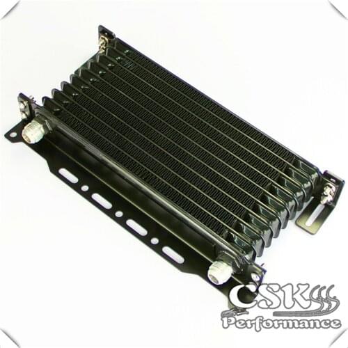 Aluminum AN10 10 Row Trust Engine Oil cooler W/ 262mm Mounting Bracket Kit Black/blue