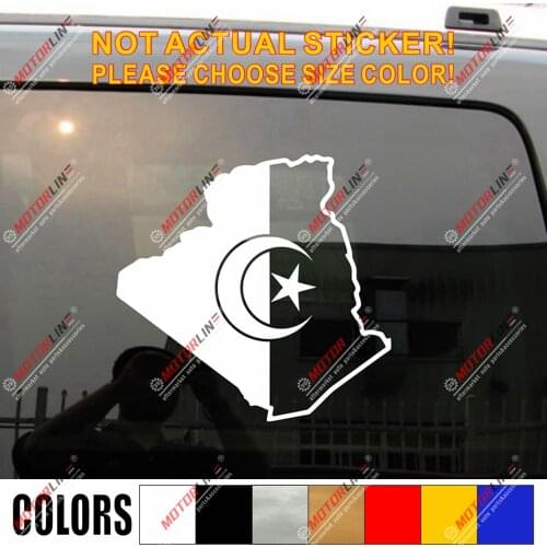 Algeria Algerian Map Flag Decal Sticker Car Vinyl pick size color no bkgrd
