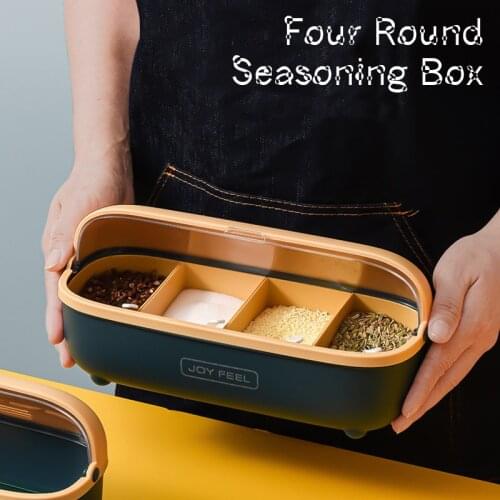 Nordic Style Seasoning Jar Salt Pepper Spice Storage Container Round Transparent Storage Box Household Kitchen Cooking Tool Set