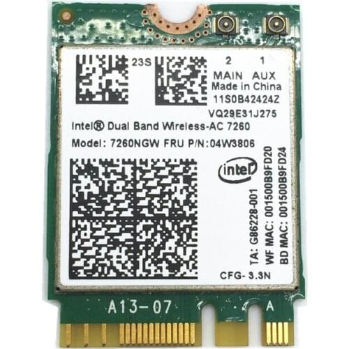 FOR IBM Thinkpad x1 X240 W540 NGFF Wifi Card Wireless-AC 7260 7260NGW 802.11ac 867Mbps Bluetooth 4.0 Card 04W3806