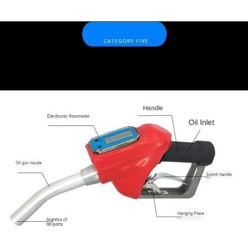 Doersupp Digital Flow Meter Indicator Fuel Gasoline Petrol Oil Refueling-Gun Nozzle Aluminum Gas Station Refuel Injection Tools