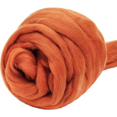 Imzay 3.53oz Wool Roving Yarn, 100% Pure Wool, Chunky Yarn, Spinning Wool Roving for Needle Felting Wet Felting DIY（brown