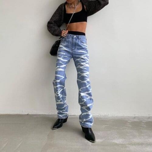 JESSIC Casual Blue Solid Cotton High Waist Loose Stripe Straight Women Jeans New Streetwear Wild Stretch Zipper Female Trousers