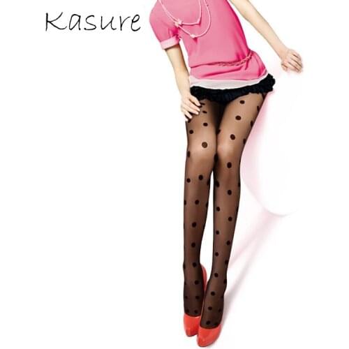 KASURE Transparent Dot Pattern Tights For Women High Elastic Spring Summer Nylon Stockings Hosiery Ladies Sexy Tights