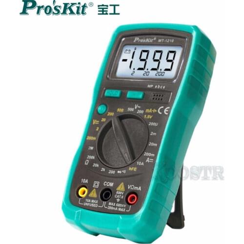 ProsKit MT-1210 MT-1210-C 3 1/2 Compact Digital Multimeters Range Cap Ohm Transistor Diode Tester Data Hold Battery Test