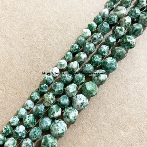 15" Natural Stone Big Cuts Faceted Qinghai Jade Round Loose Beads 6 8 10 mm Pick Size