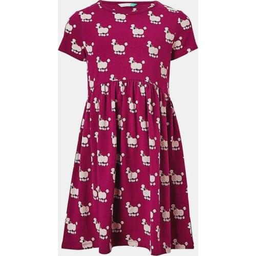 Little Maven New Summer Lovely Kids Short Purple Sheep Printed O-neck Kintted Cotton Big Girls 4-10yrs Casual Dresses