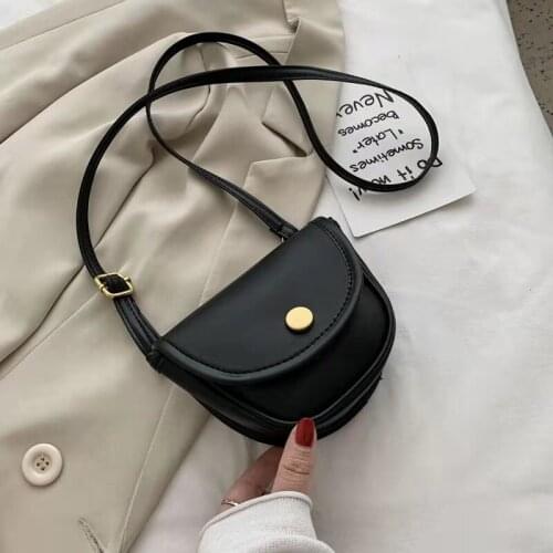 Mini Saddle Shoulder Bags Retro Solid Color Korean Half Circle 2021 Autumn Winter New Designer All-Match PU Cross-Body Bags