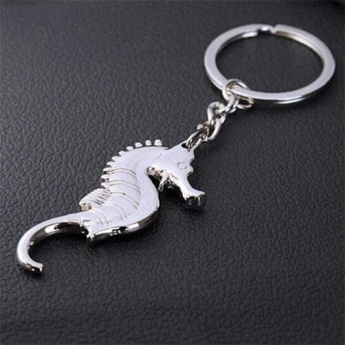 Seahorse Model Auto Keychain Beer Opener Key Chain Keyfob Pendnet Key Ring Car Keyring for Man Gift Car Interior Accessories
