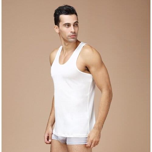 Mens Silk Vest Comfortable Breathed 100% Silk Knitted Wide Shoulder Sleeveless Vest Sweater