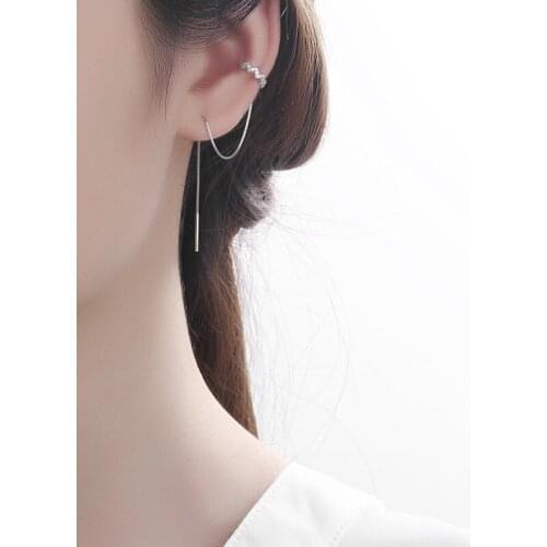 Real 925 Sterling Silver Long Tassel Crystal Rhinestone Dangle Earrings For Women Statement Silver Jewelry Party Gifts