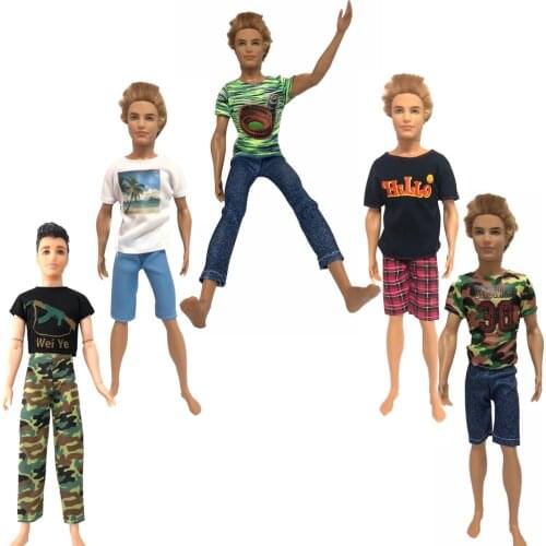 NK 2020 5 Set Cute Baby Beautiful Casual Suits Clothes Tops Pants For Barbie Doll Boy Friend For Ken Doll Baby Toys 015X 4X
