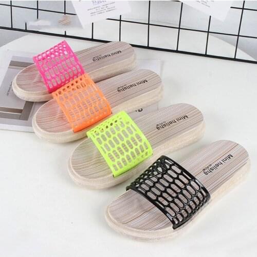 New Hollow PVC Slippers Womens Fashion Summer Home Slides Shoes Female Anti-skid Bathroom Sandals