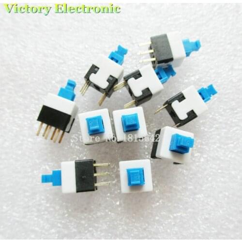 New 20PCS/Lot 8X8 8*8 mm 6Pin Push Tactile Power Micro Switch Self lock On/Off button Latching switch Wholesale Electronic