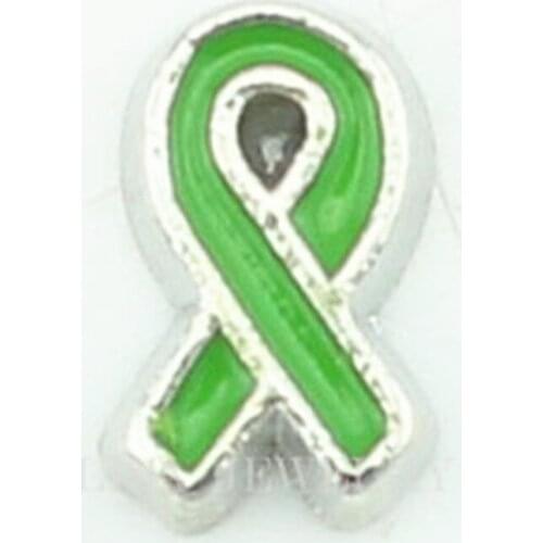 New design 10pcs /lot green Breast cancer ribbon Floating charms for glass locket Wholesale