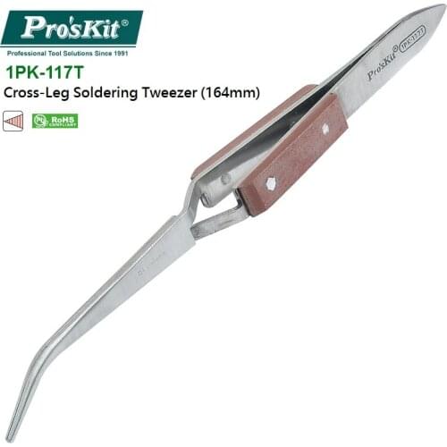 ProsKit Reverse Action Tweezer Magneticable With fiber handle Self-Gripping Precision Repair Tool