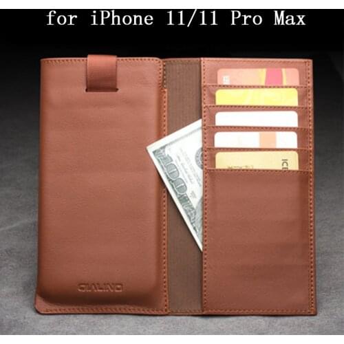 QIALINO Multi-function Wallet Flip Phone Case Cover for iPhone 11 Case Genuine Leather Protective Skin for iPhone 11 Pro Max 11P
