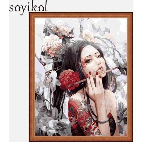 Frame Coloring By Number Women DIY Painting By Numbers Figure Painting Acrylic Paint By Numbers Home Wall Art Picture Girl 40x50