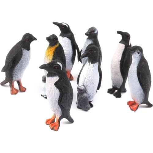 Vivid Penguin Model 8 Pieces Hard Rubber 4.5cm/1.77inch Animal Figure Display Kids Collectable Toy Imaginative Toy